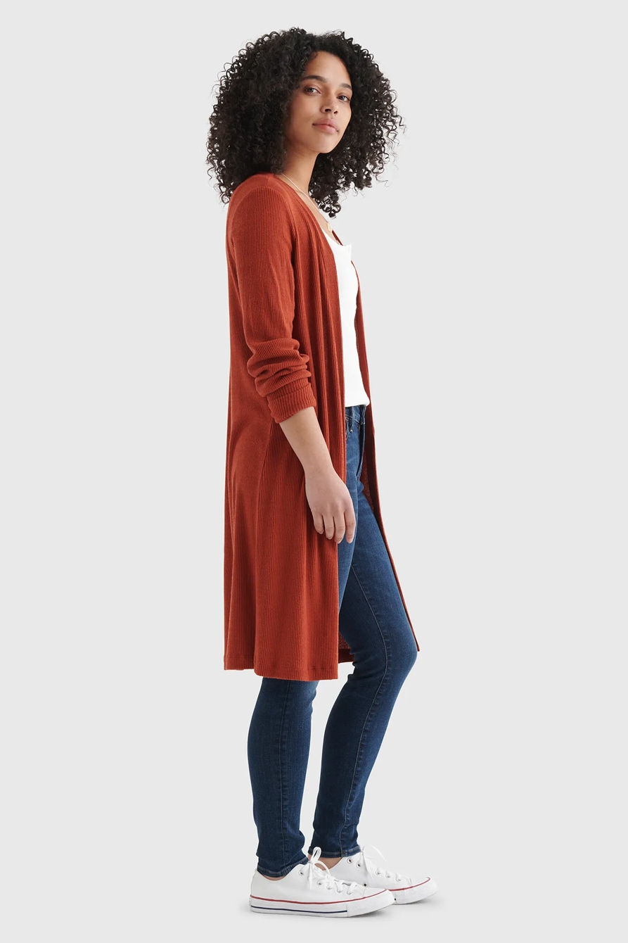 CLOUD JERSEY LONG-LINE OPEN-FRONT CARDIGAN, image 2