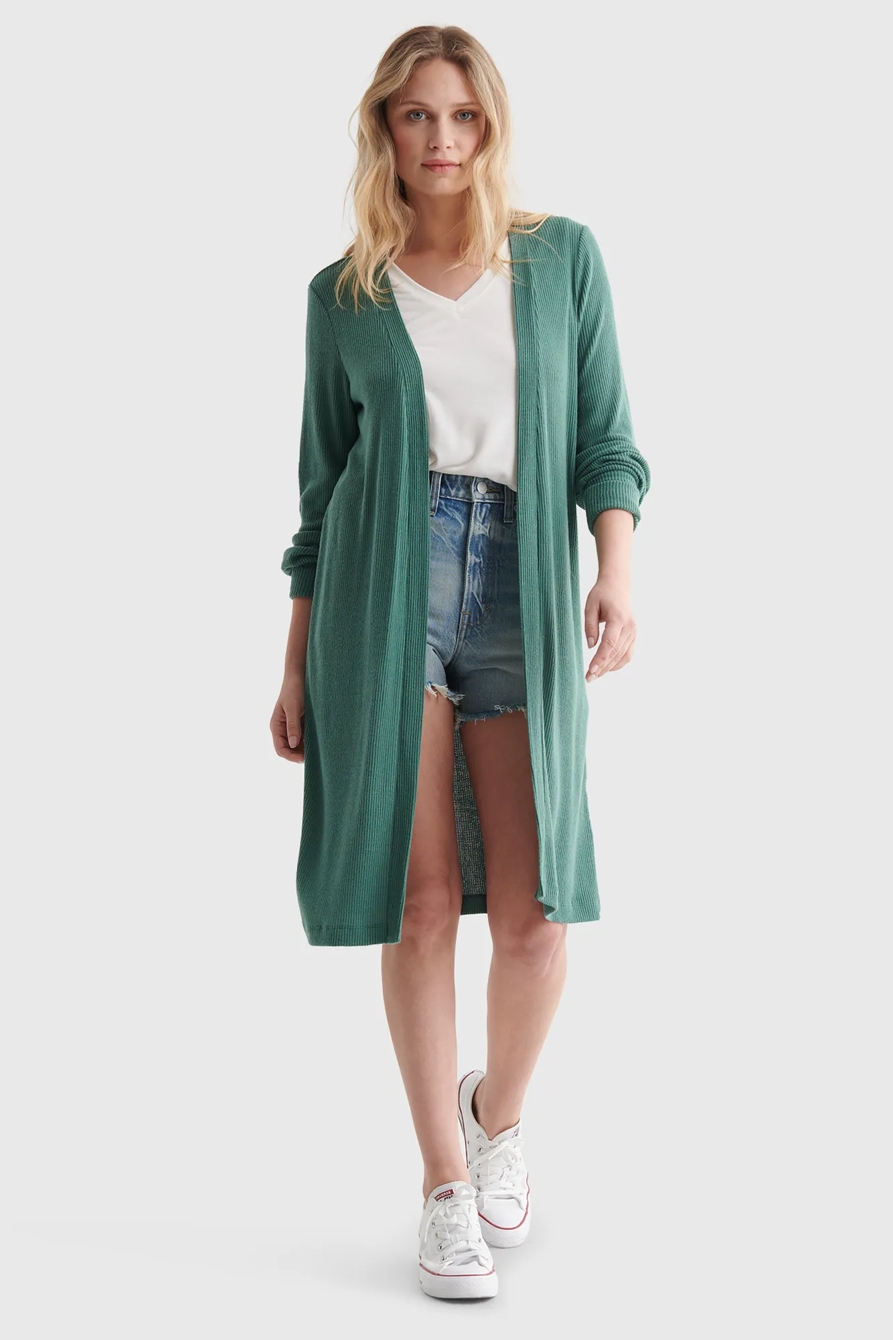 CLOUD JERSEY LONG-LINE OPEN-FRONT CARDIGAN, image 1