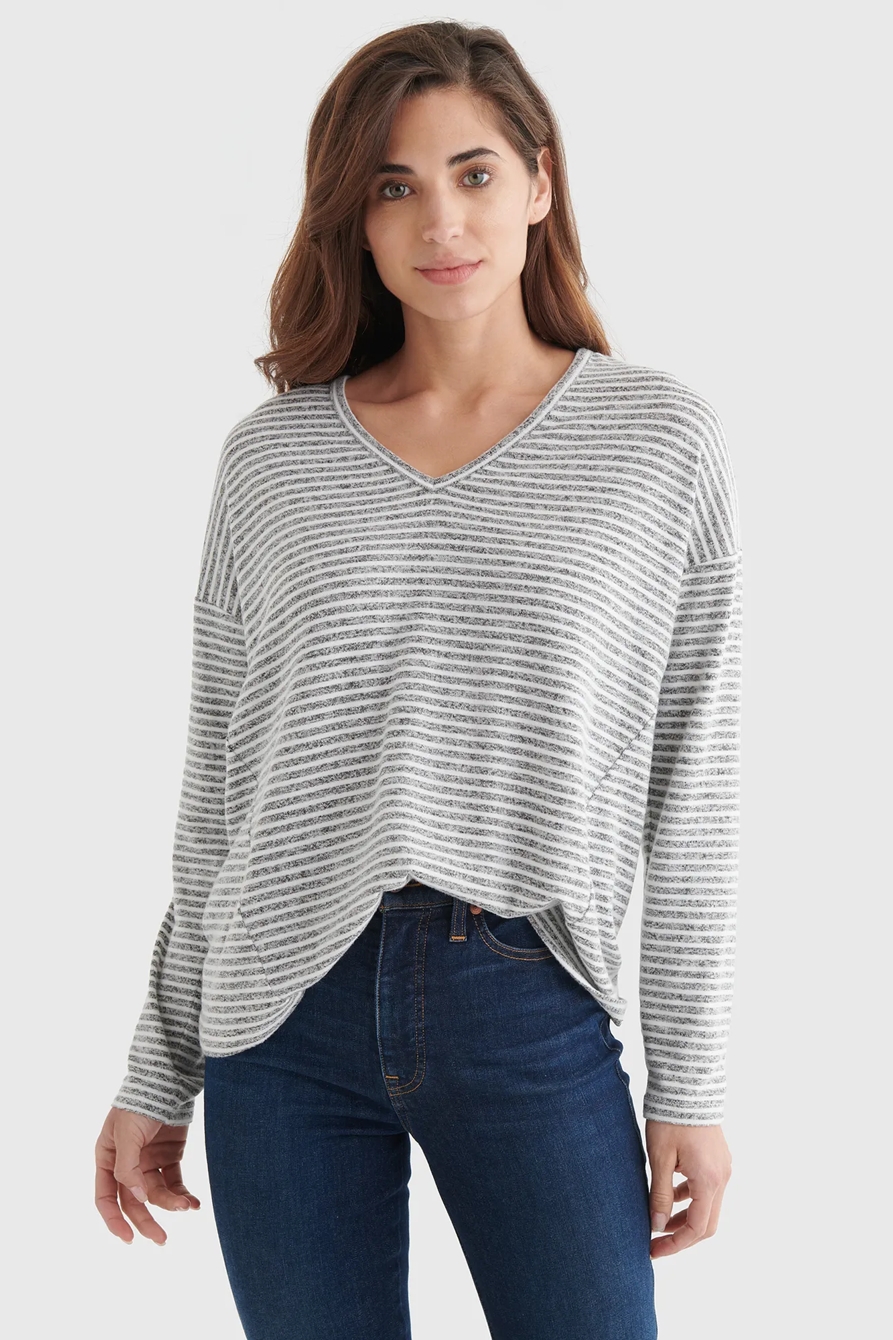 CLOUD JERSEY V-NECK LONG SLEEVE TOP, image 1