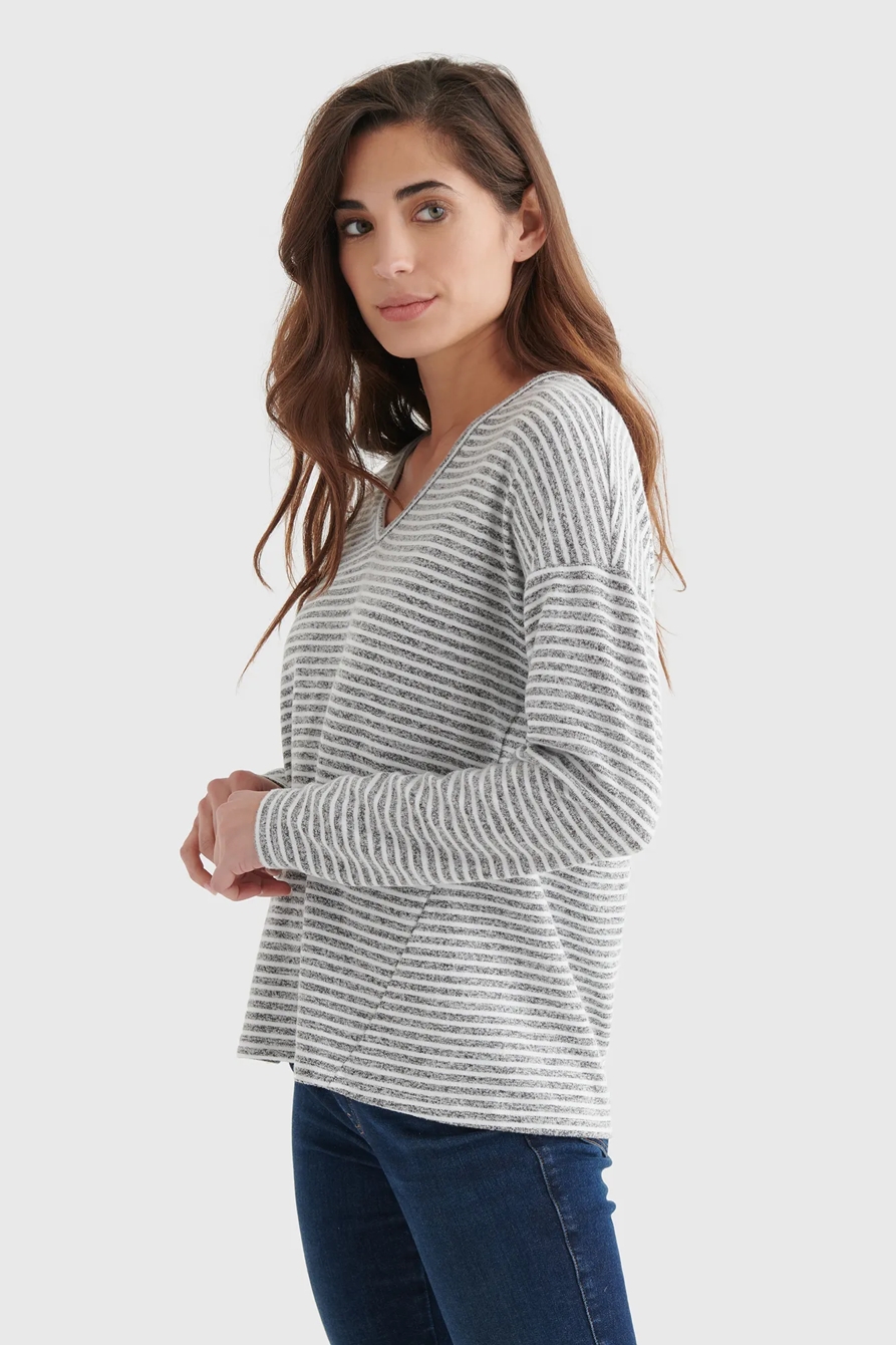 CLOUD JERSEY V-NECK LONG SLEEVE TOP, image 2