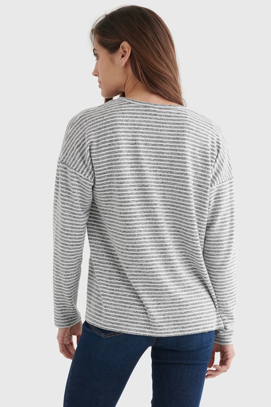 CLOUD JERSEY V-NECK LONG SLEEVE TOP, image 5
