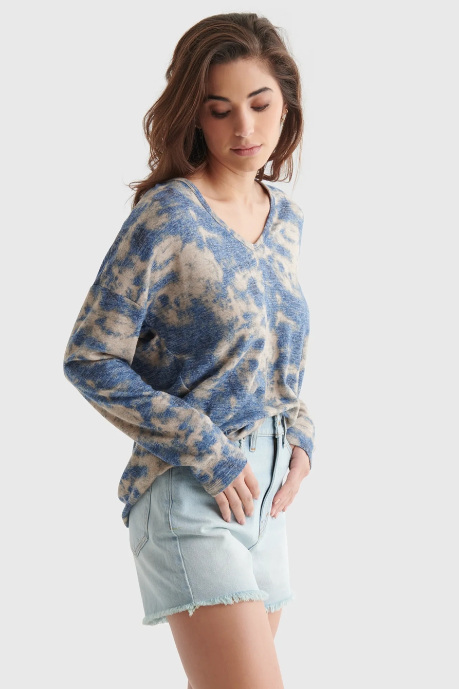 CLOUD JERSEY V-NECK LONG SLEEVE TOP, image 3