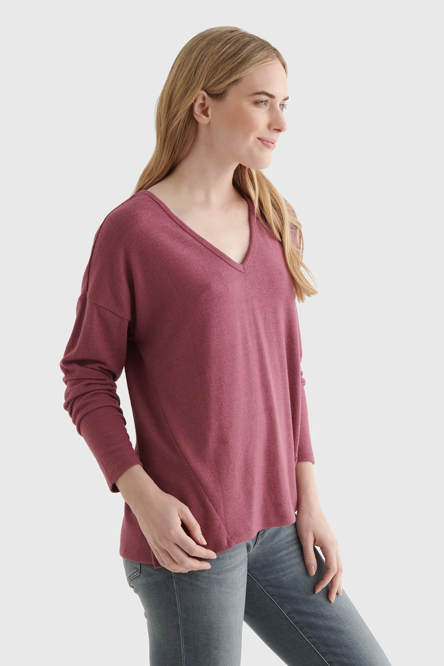 CLOUD JERSEY V-NECK LONG SLEEVE TOP, image 3