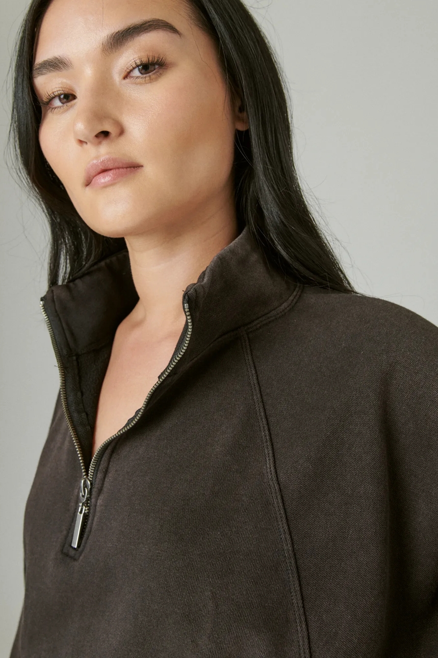 SUEDED FLEECE HALF ZIP, image 5
