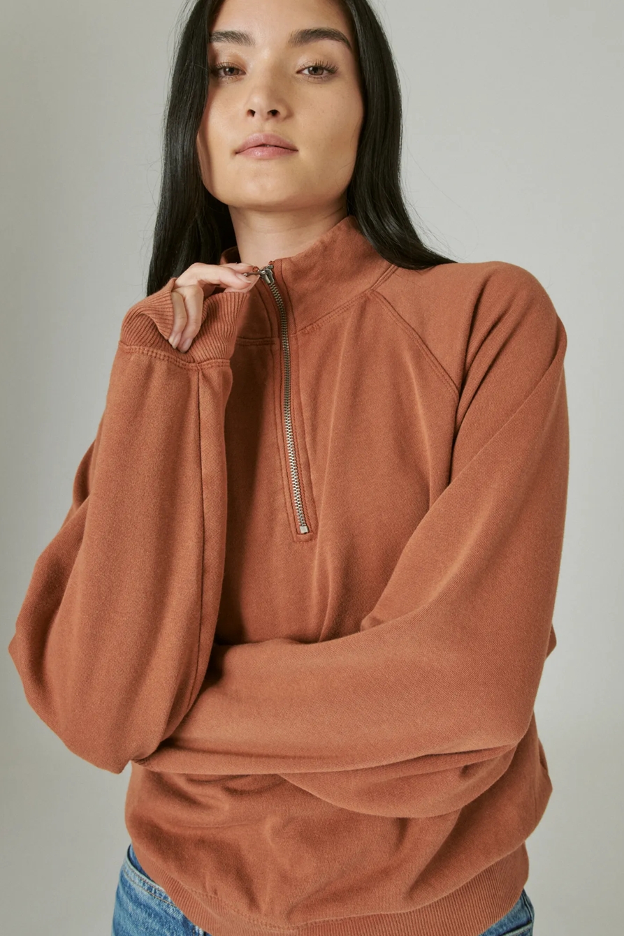 SUEDED FLEECE HALF ZIP, image 5