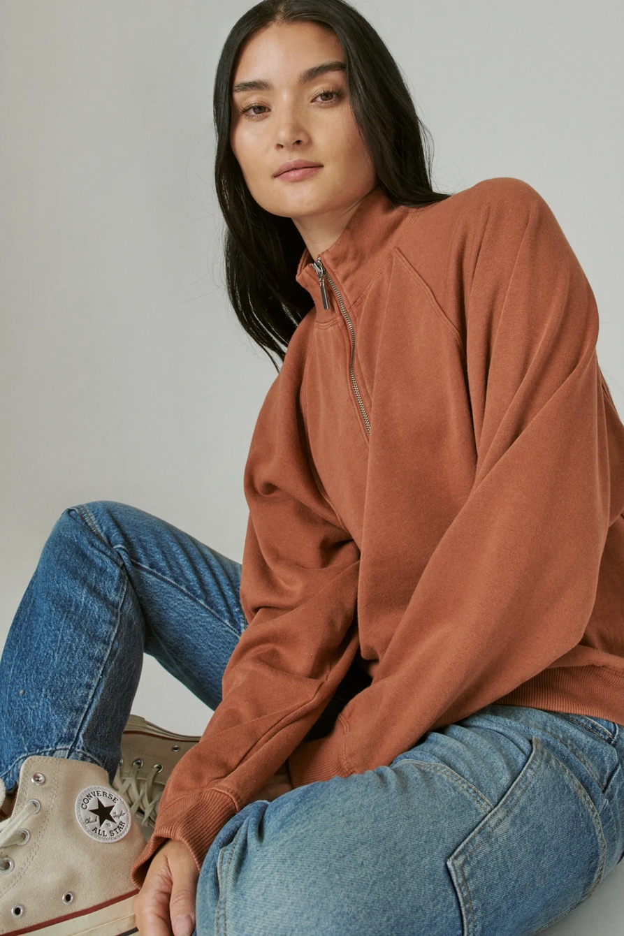 SUEDED FLEECE HALF ZIP, image 6