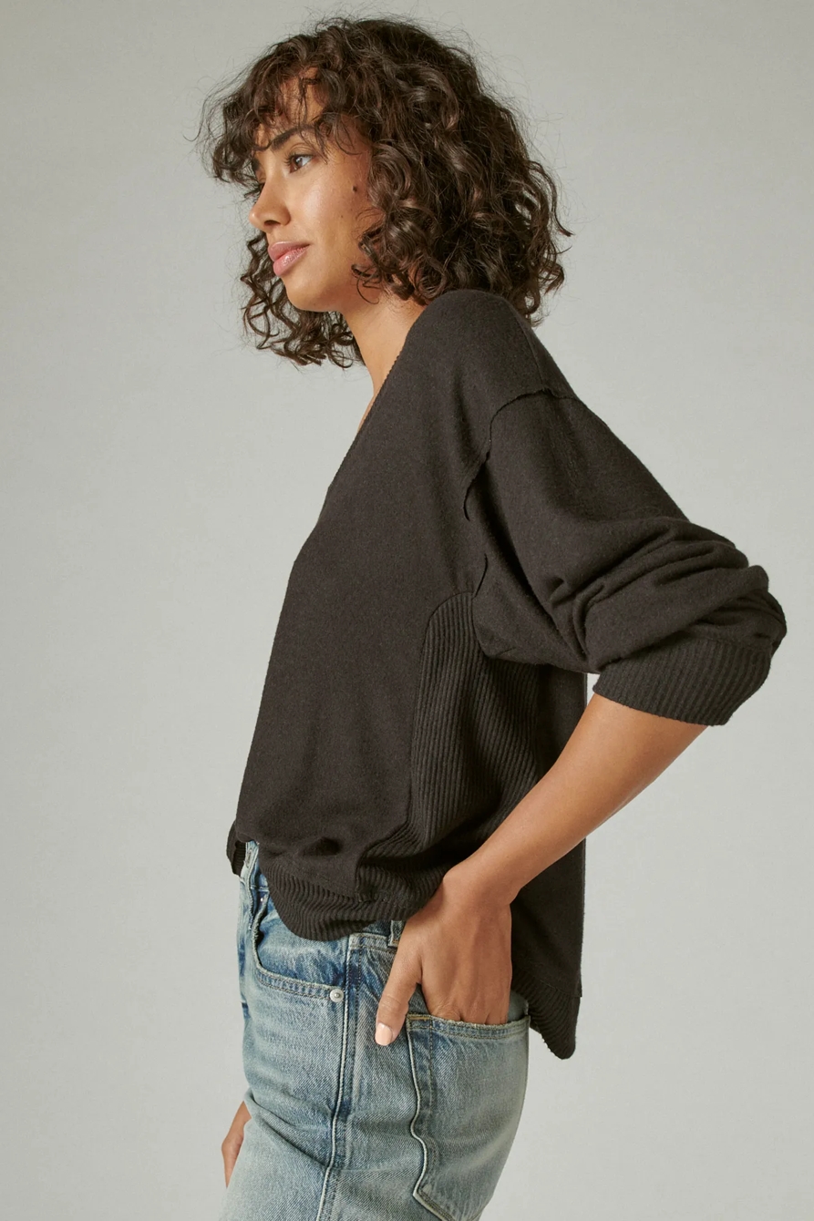 CLOUD JERSEY LONG SLEEVE V NECK TOP, image 3