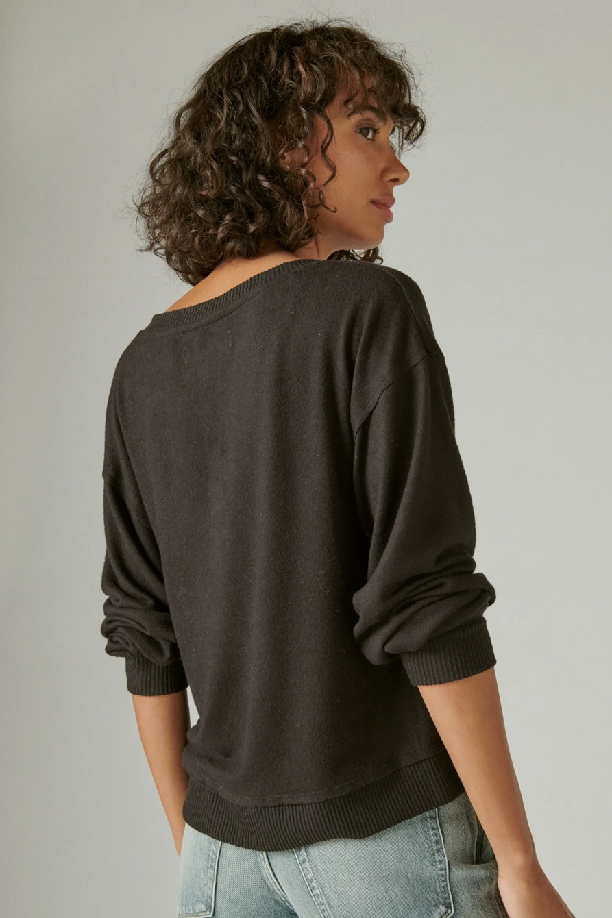 CLOUD JERSEY LONG SLEEVE V NECK TOP, image 4