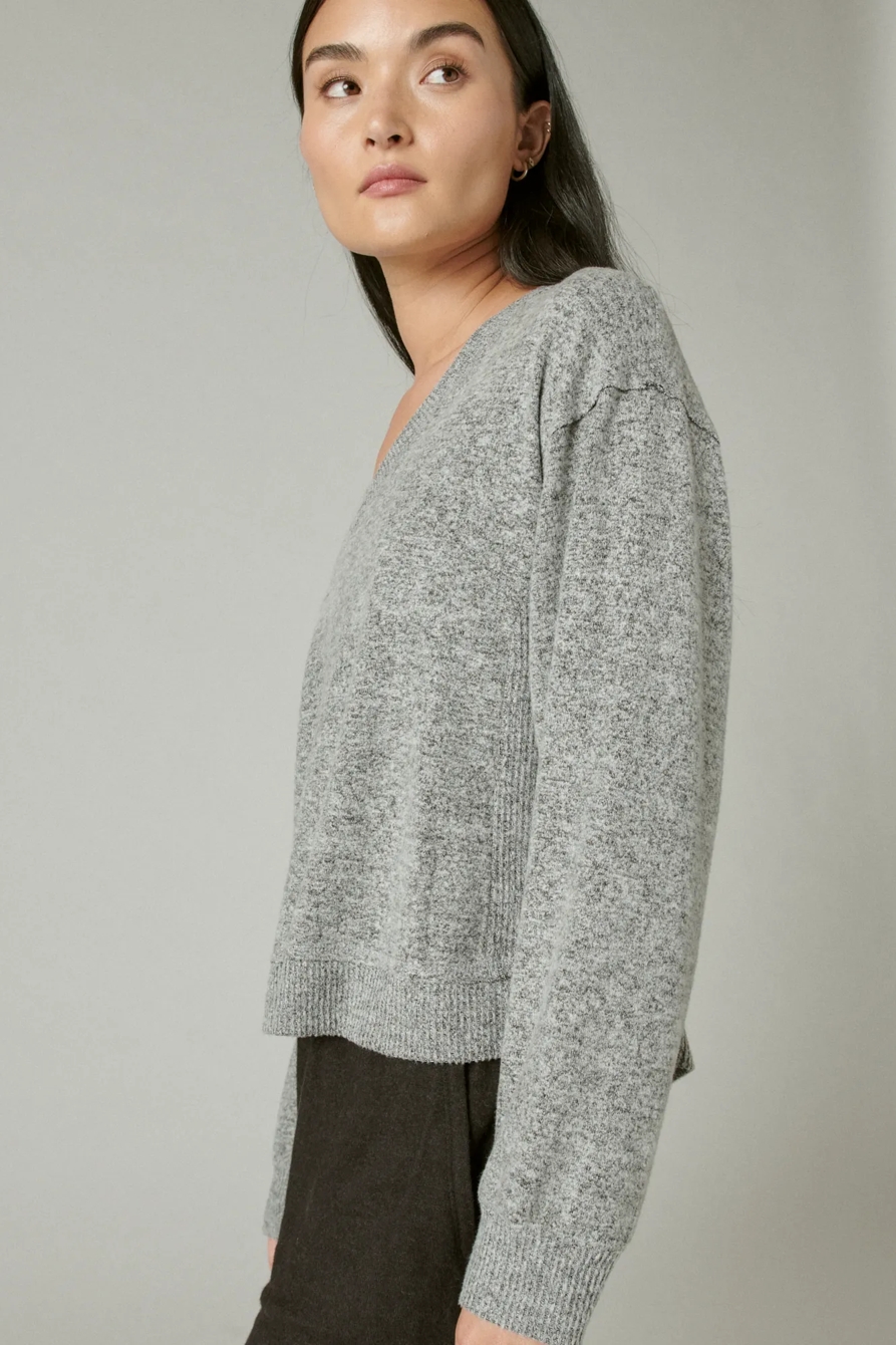 CLOUD JERSEY LONG SLEEVE V NECK TOP, image 3