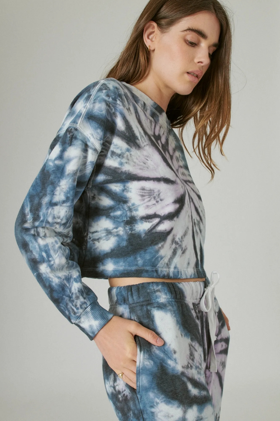 CROPPED CREW NECK FLEECE SWEATSHIRT, image 3