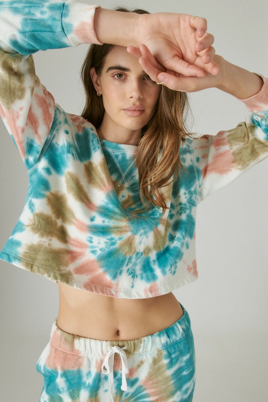 CROPPED CREW NECK FLEECE SWEATSHIRT, image 6