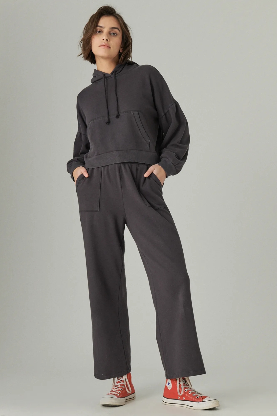 FRENCH TERRY CROPPED WIDE LEG PANT, image 1