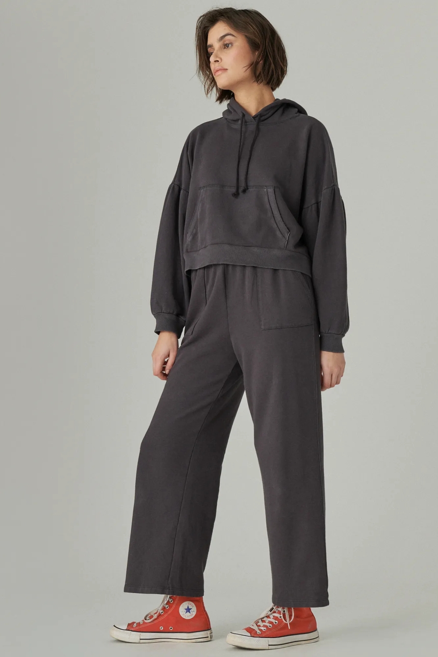 FRENCH TERRY CROPPED WIDE LEG PANT, image 2