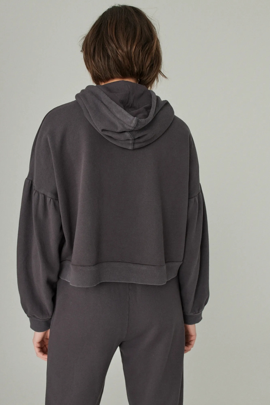PUFF SLEEVE TERRY HOODIE, image 4