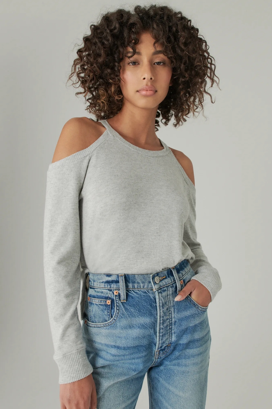 CLOUD JERSEY COLD SHOULDER TOP, image 6