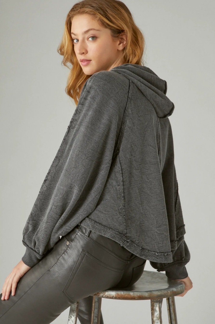 RAGLAN RAW EDGE ZIP UP HOODIE, image 3