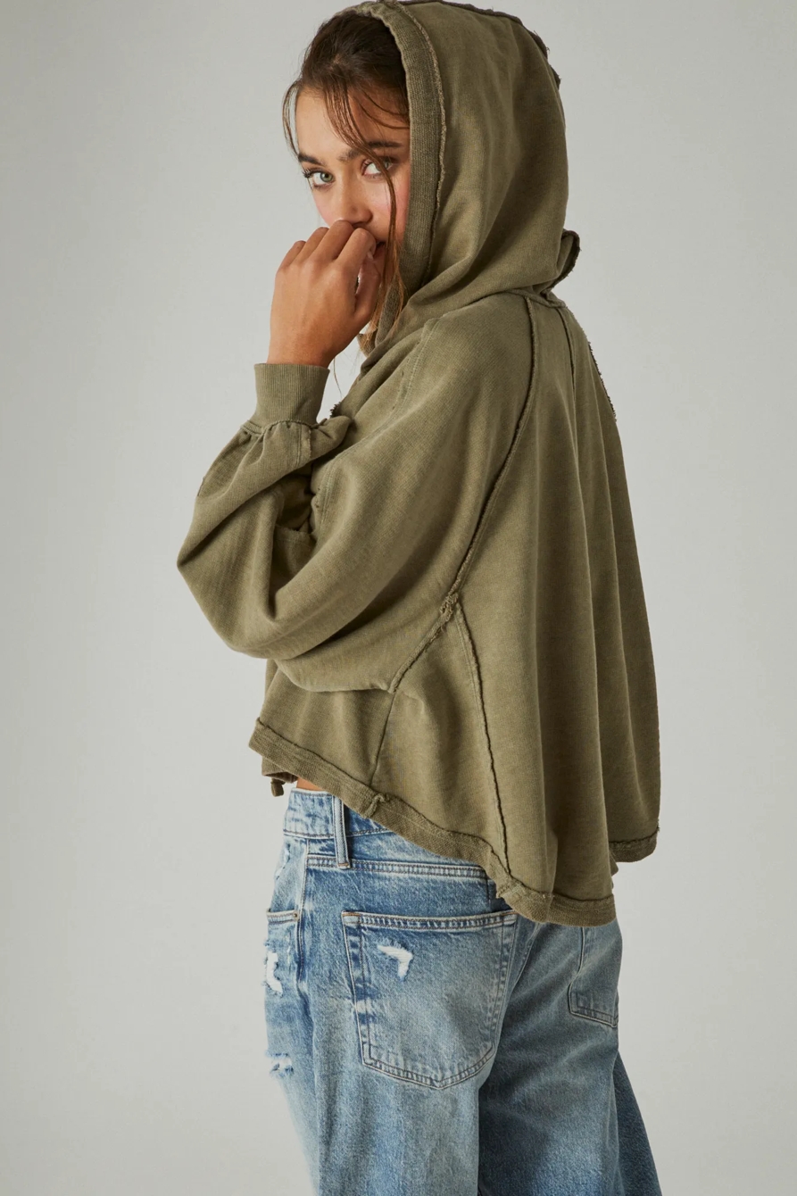 RAGLAN RAW EDGE ZIP UP HOODIE, image 3