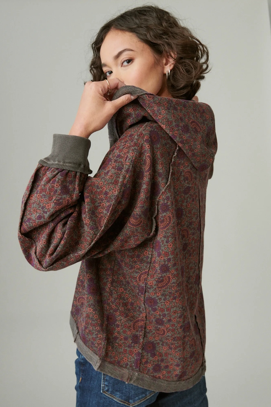 RAGLAN RAW EDGE ZIP UP HOODIE, image 2