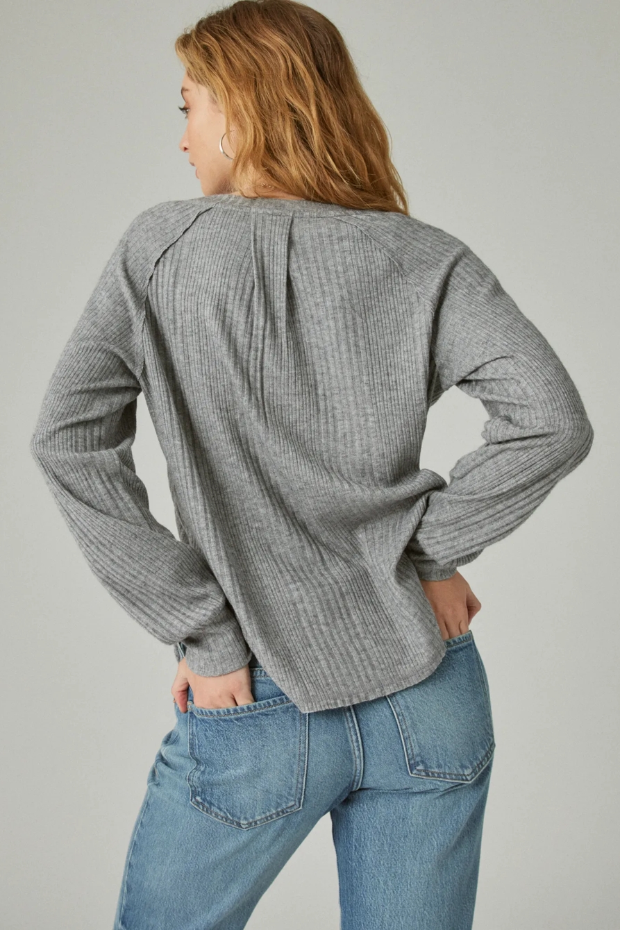 CLOUD JERSEY RIB V NECK TOP, image 3