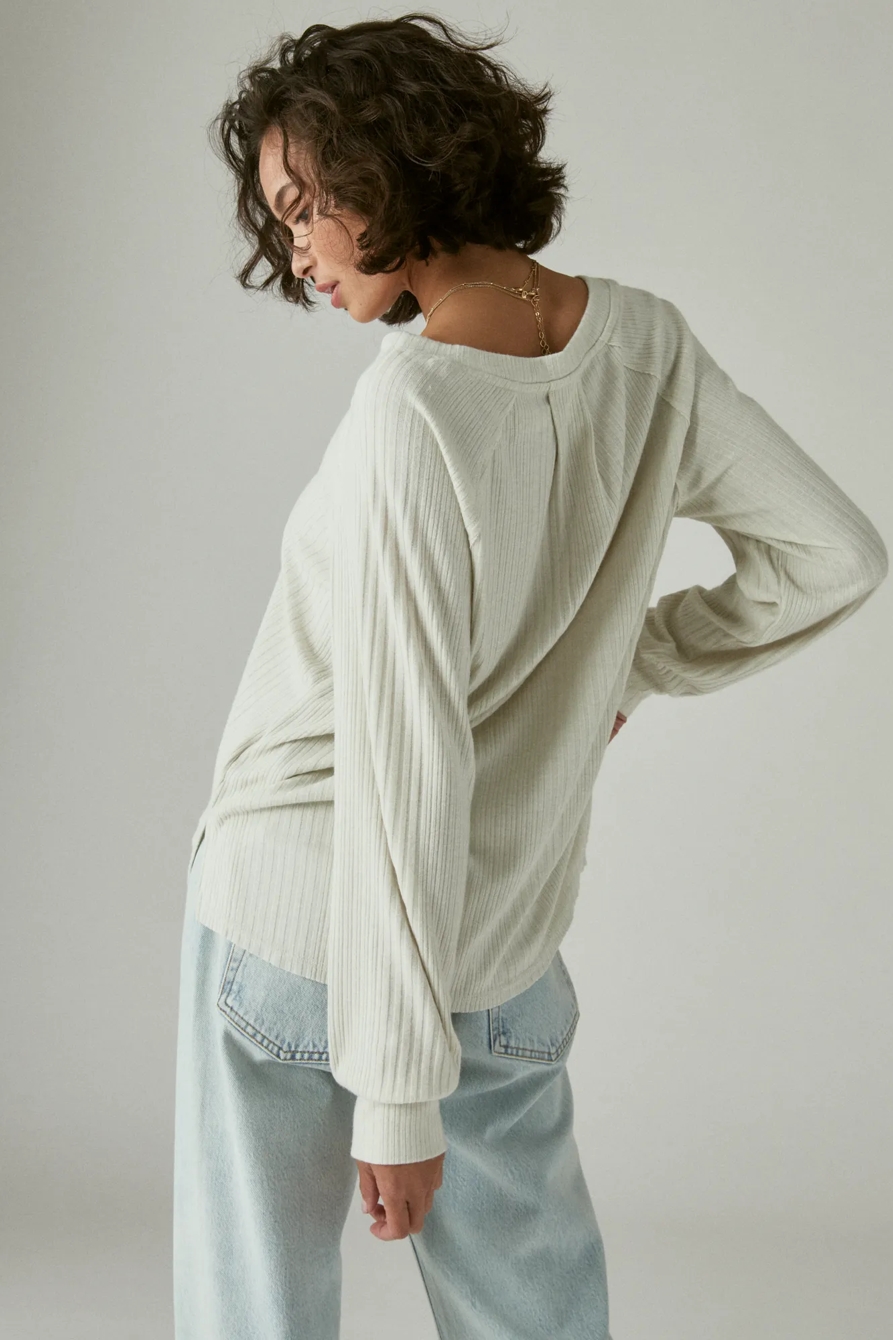 CLOUD JERSEY RIB V NECK TOP, image 3