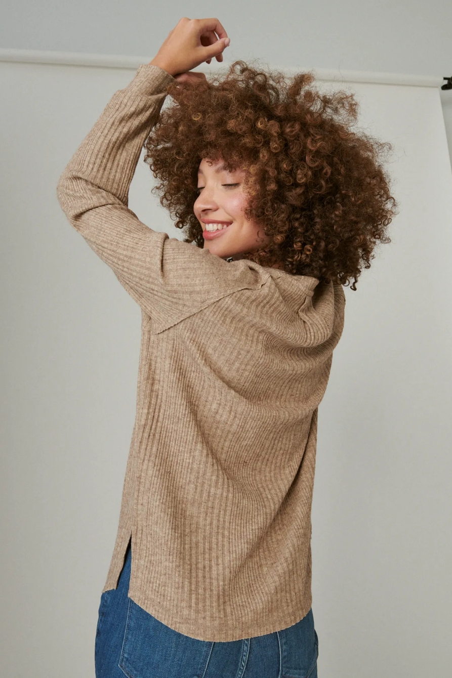 CLOUD JERSEY RIB V NECK TOP, image 3