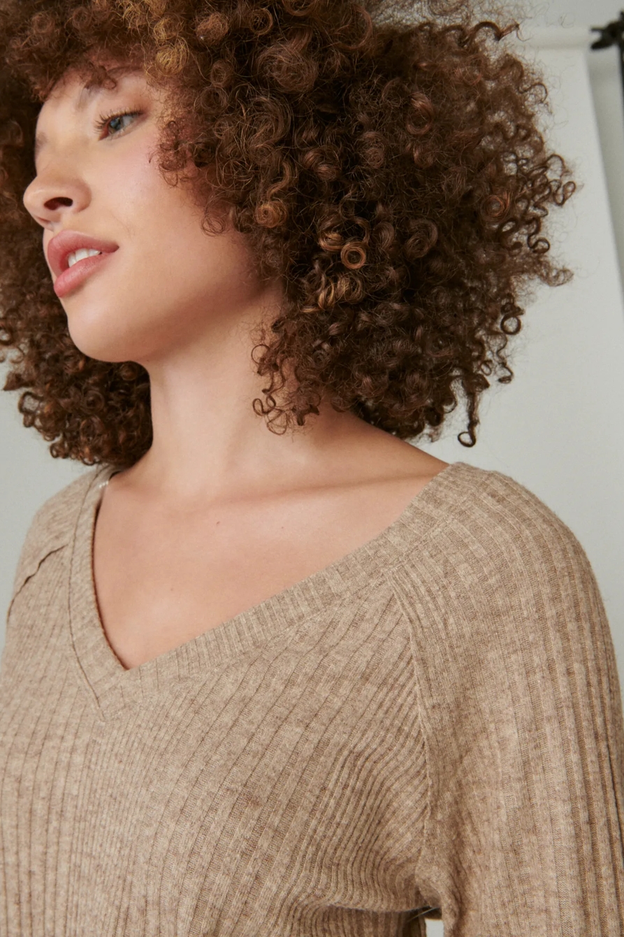 CLOUD JERSEY RIB V NECK TOP, image 4