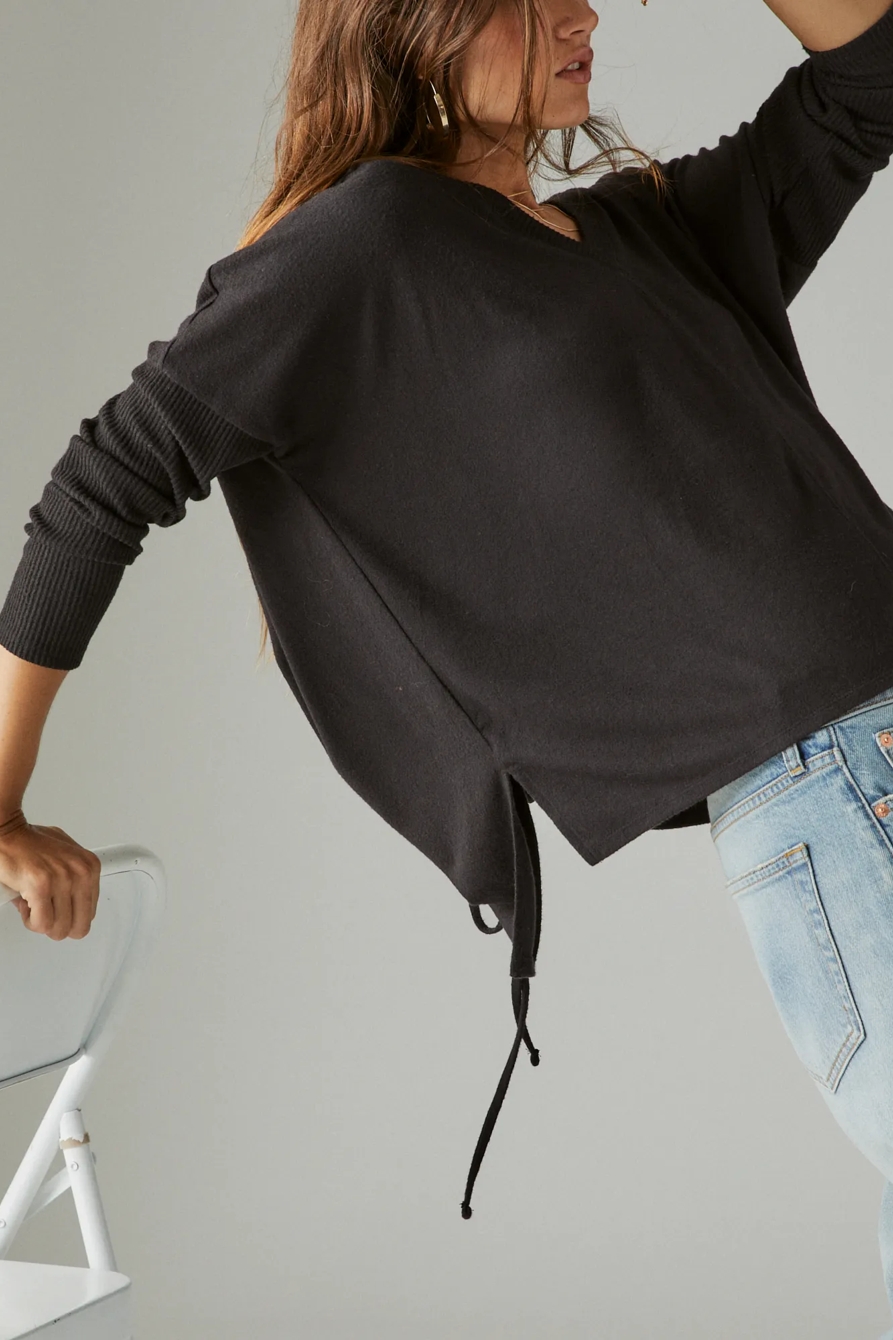 CLOUD JERSEY DEEP V RUCHED TOP, image 3