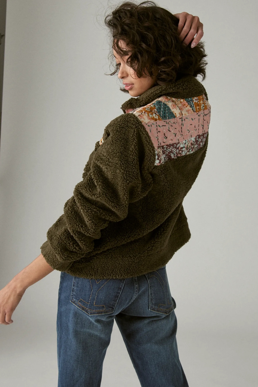 HALF ZIP QUILTED HI-PILE PULLOVER, image 3