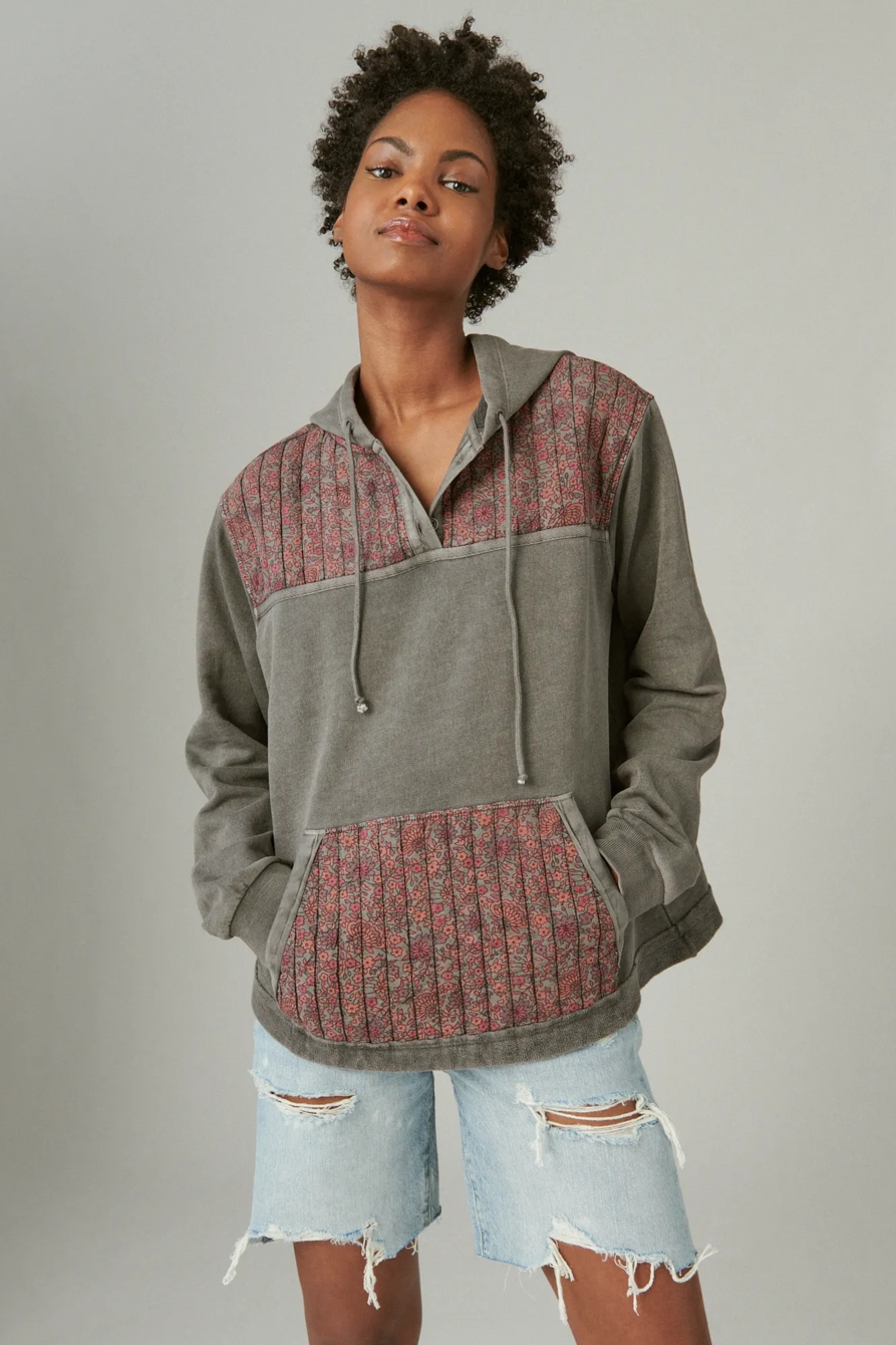 FLORAL BLOCKED HENLEY PULLOVER, image 2