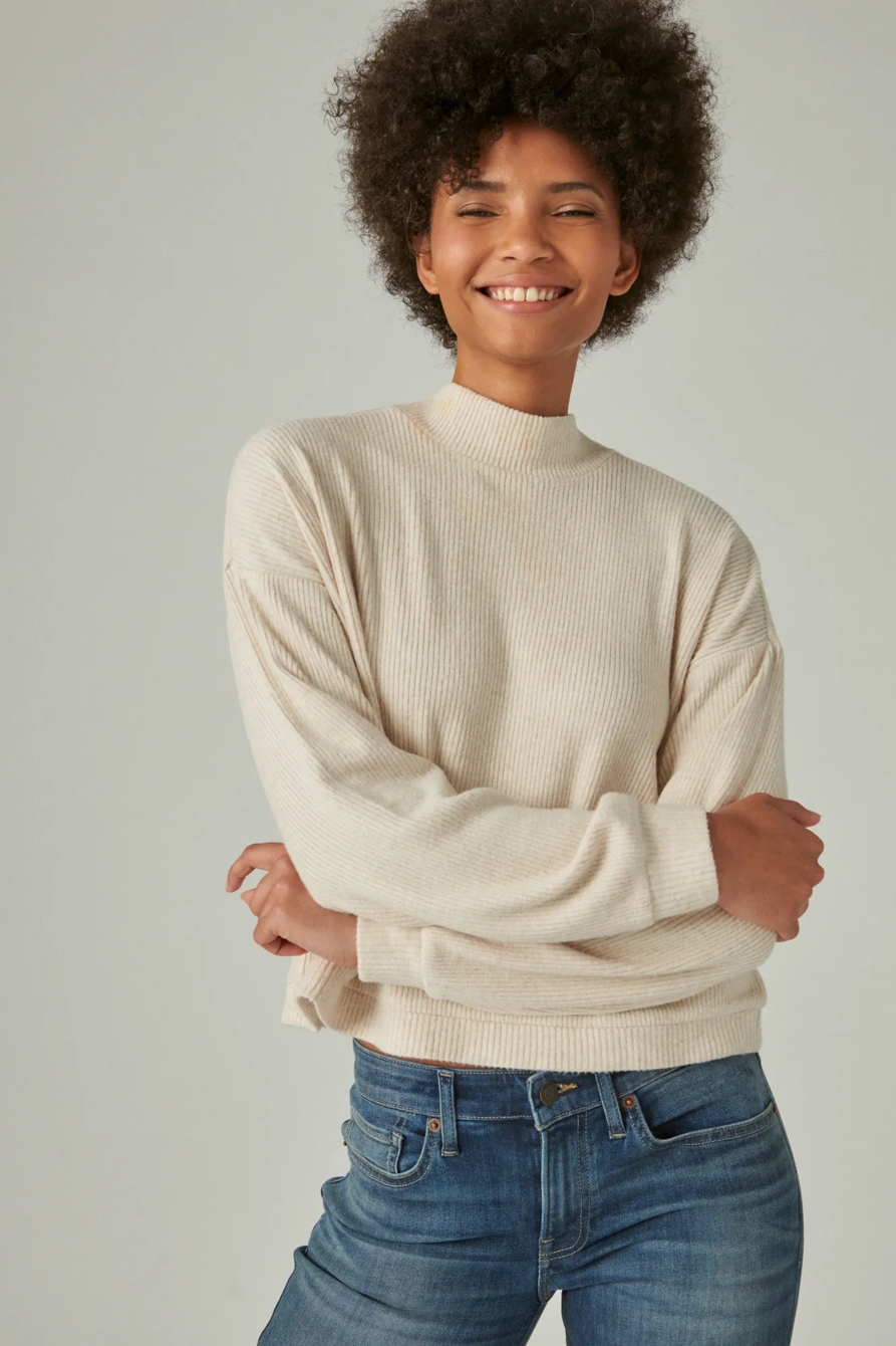 CLOUD RIB BUBBLE MOCK NECK TOP, image 2