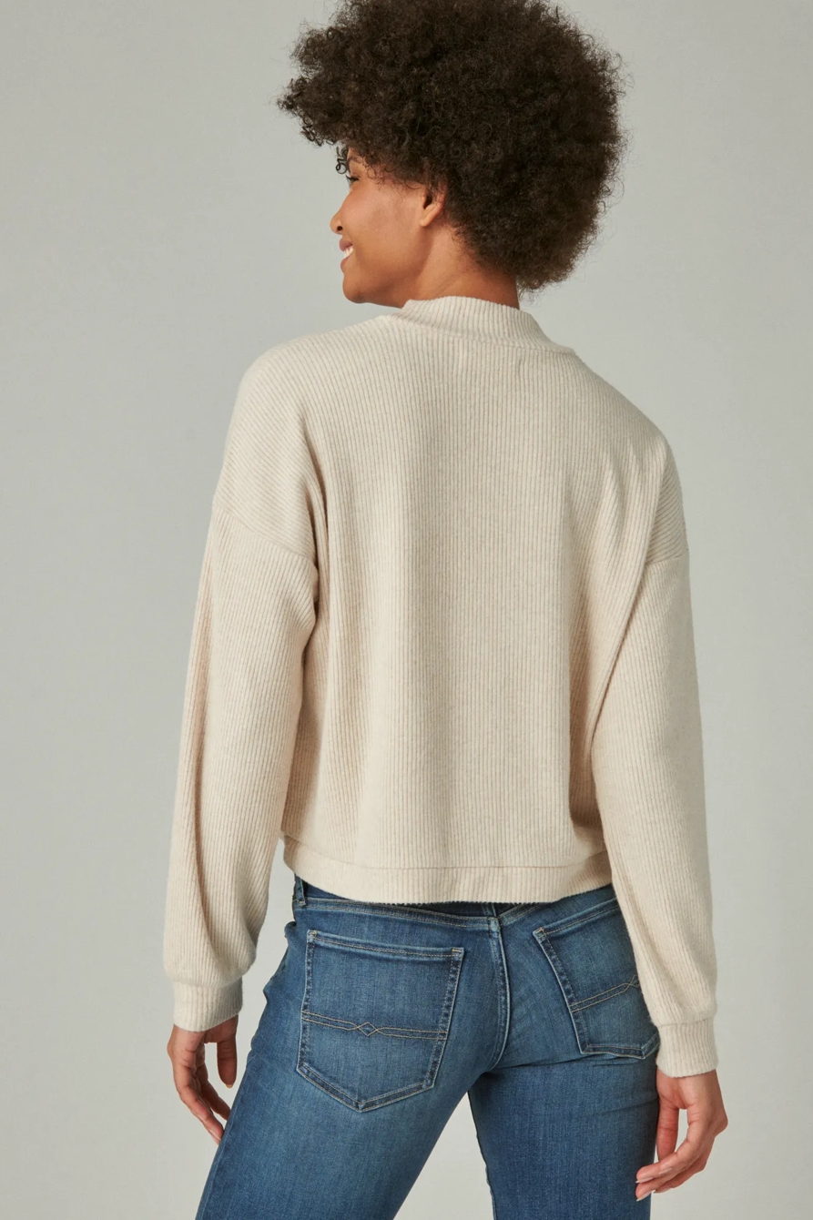 CLOUD RIB BUBBLE MOCK NECK TOP, image 3