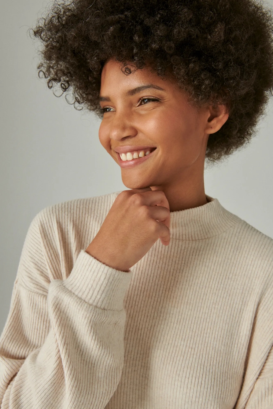 CLOUD RIB BUBBLE MOCK NECK TOP, image 4