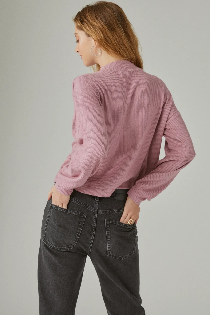 CLOUD RIB BUBBLE MOCK NECK TOP, image 3