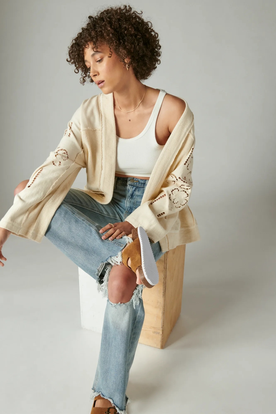 FLEECE CUTWORK CARDIGAN, image 2
