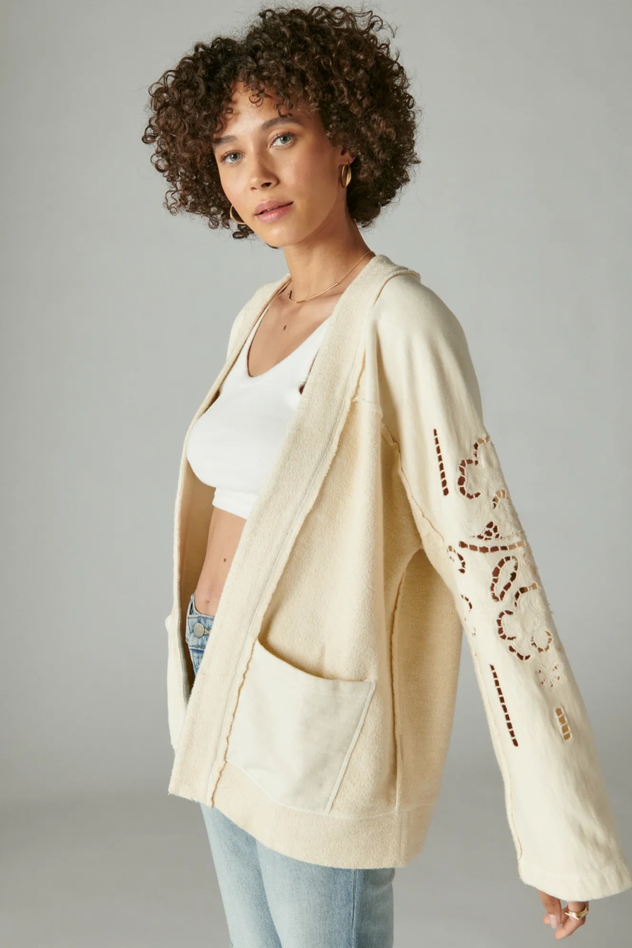 FLEECE CUTWORK CARDIGAN, image 3