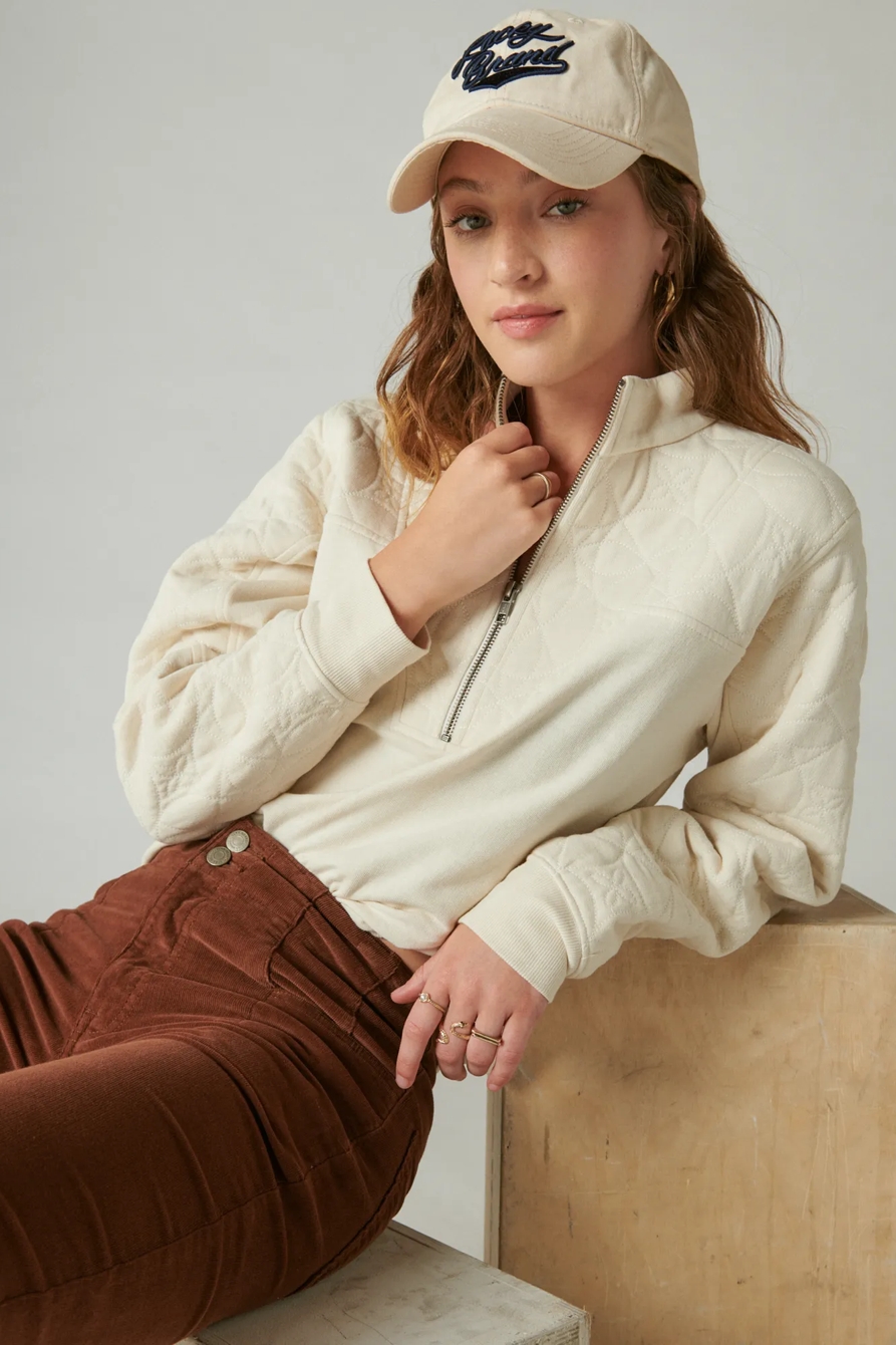 QUILTED HALF ZIP POPOVER, image 2