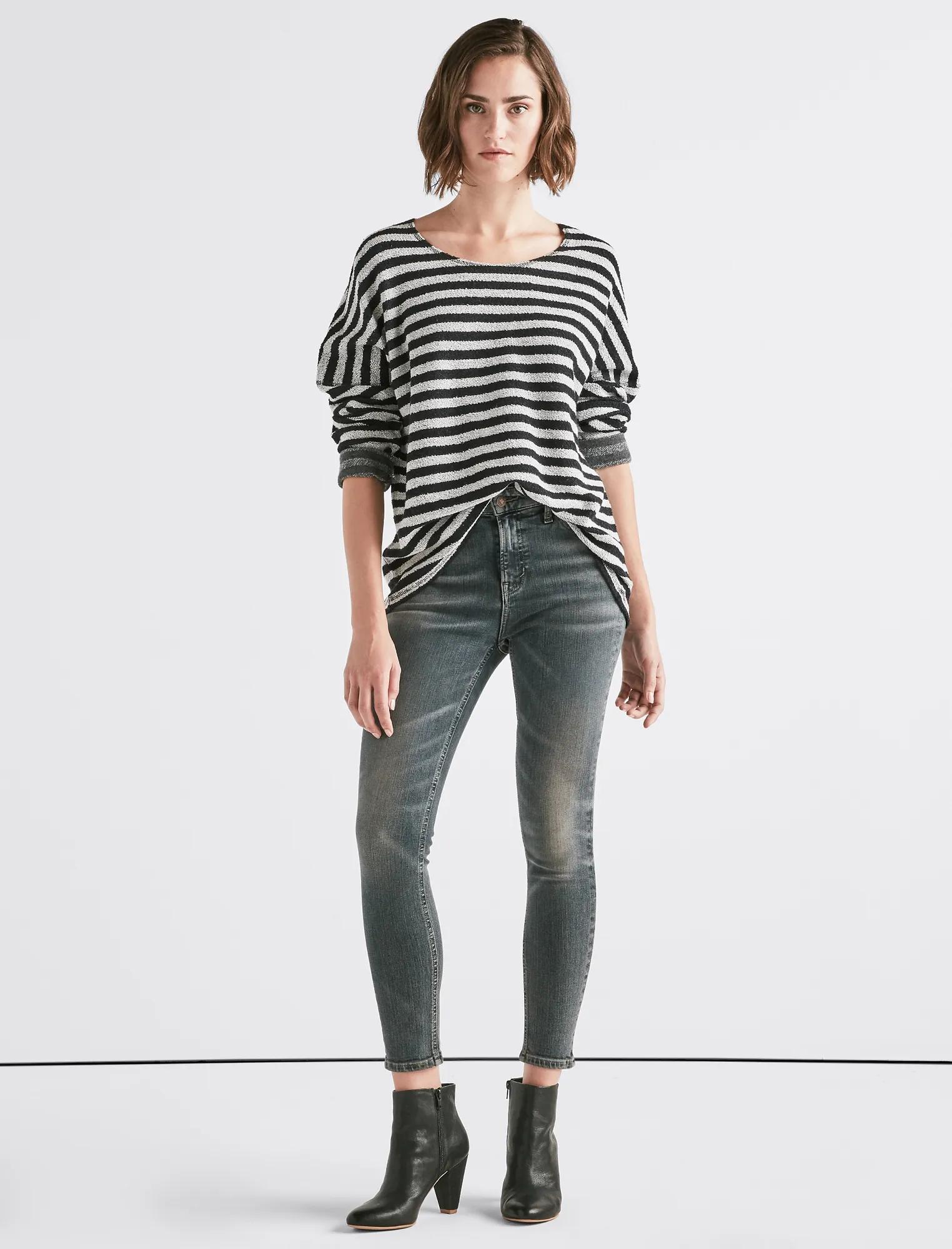 TERRY STRIPE PULLOVER SWEATSHIRT, image 2