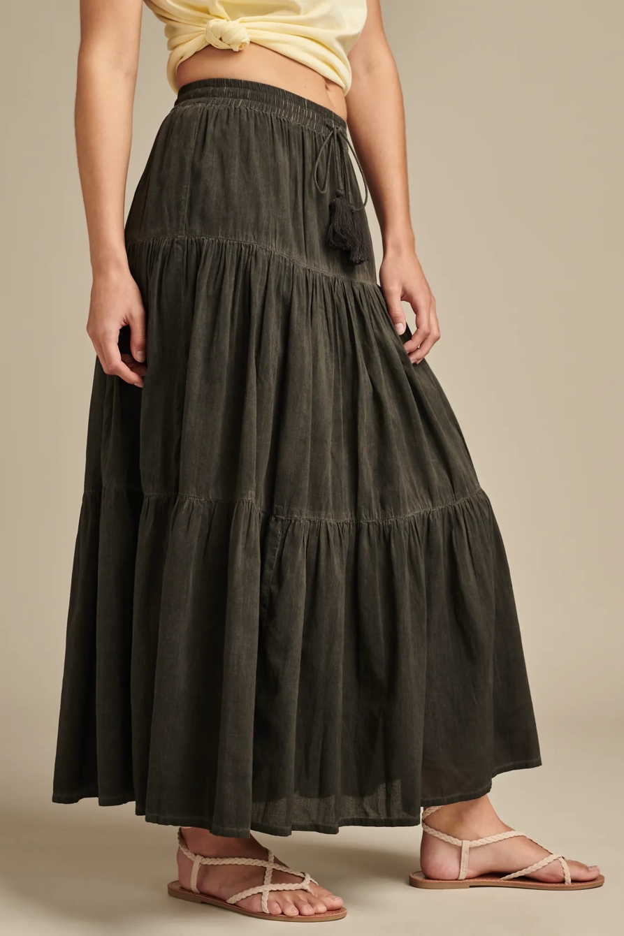 WASHED TIERED MAXI SKIRT, image 3