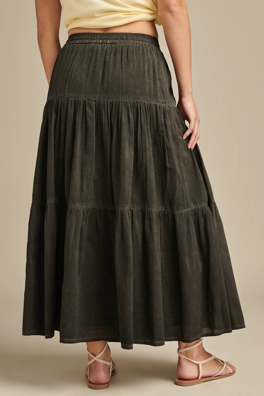 WASHED TIERED MAXI SKIRT, image 4