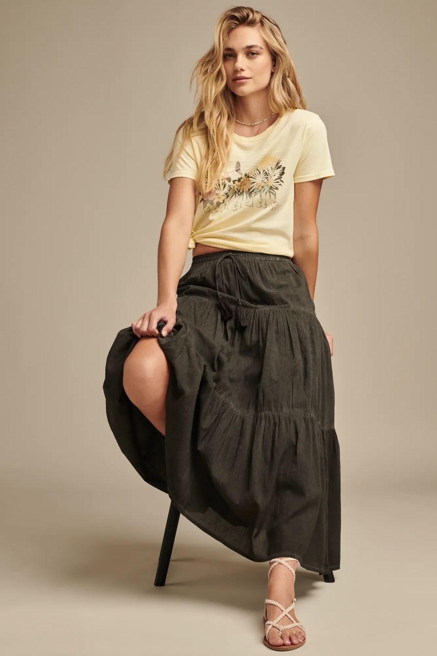 WASHED TIERED MAXI SKIRT, image 6