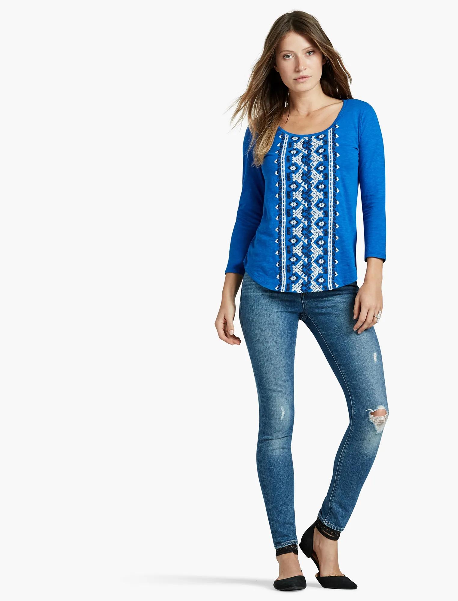 EMBROIDERED 3/4 SLEEVE TOP, image 2