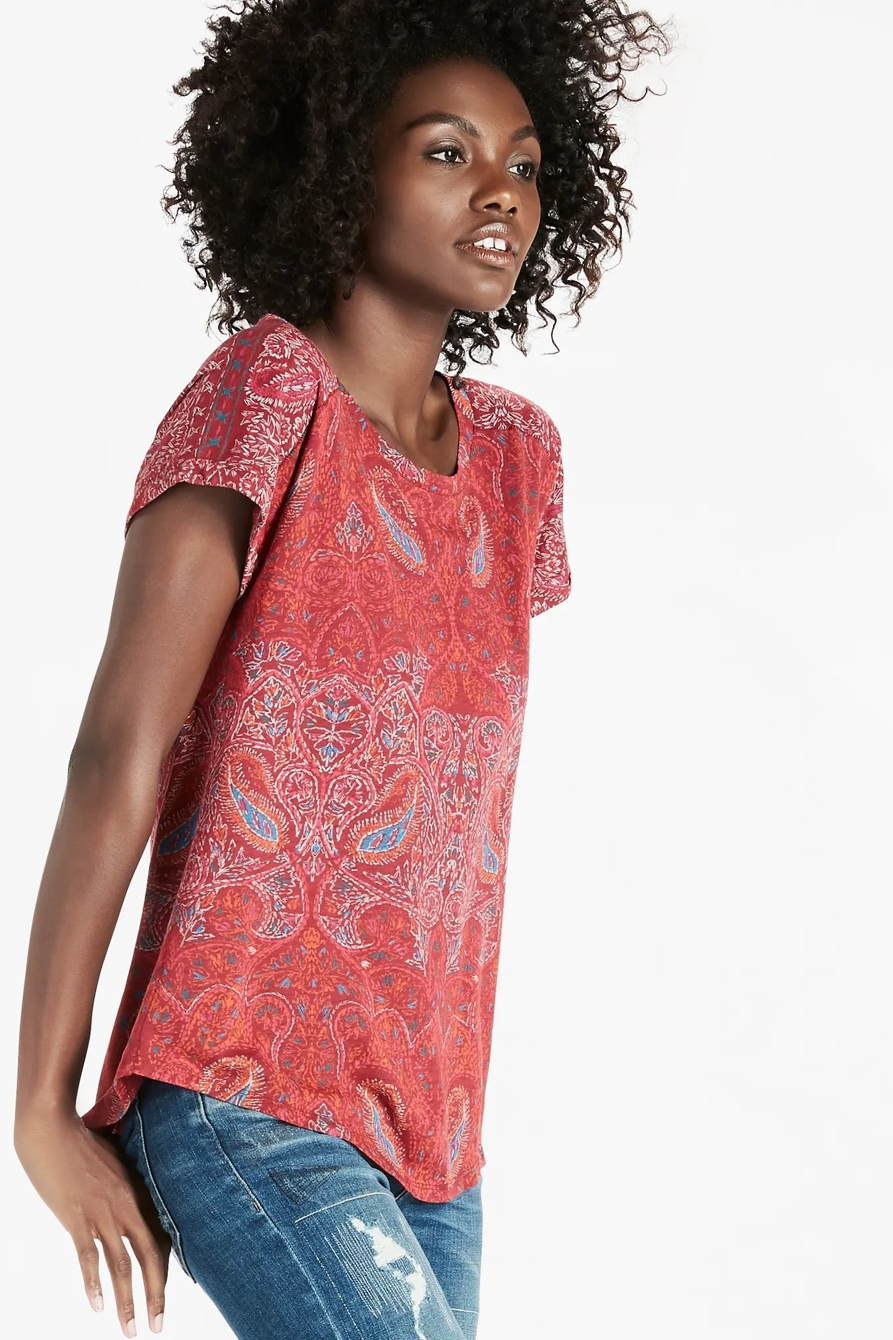 PAISLEY SPLIT BACK TEE, image 1