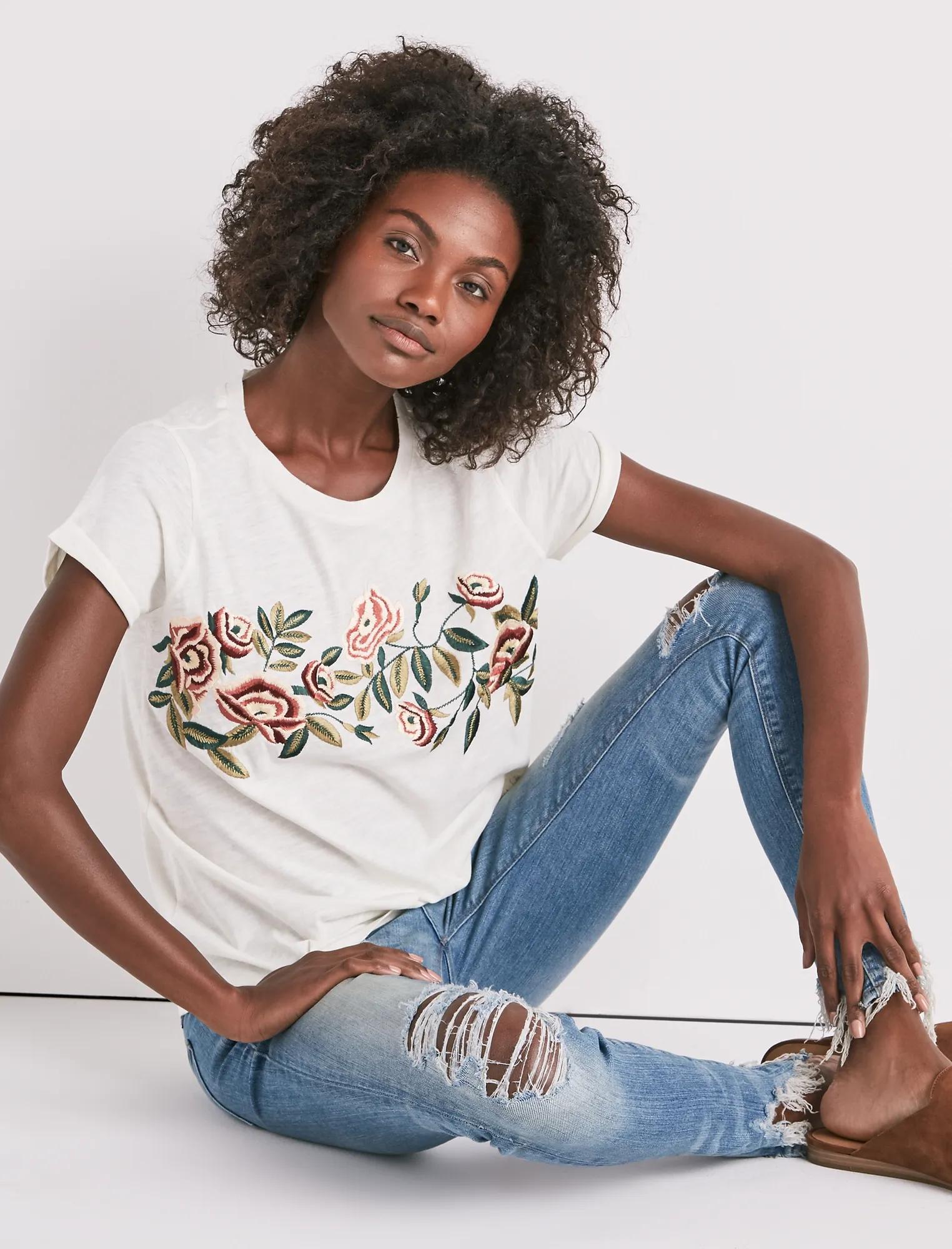 ROSE EMBROIDERED TEE, image 1