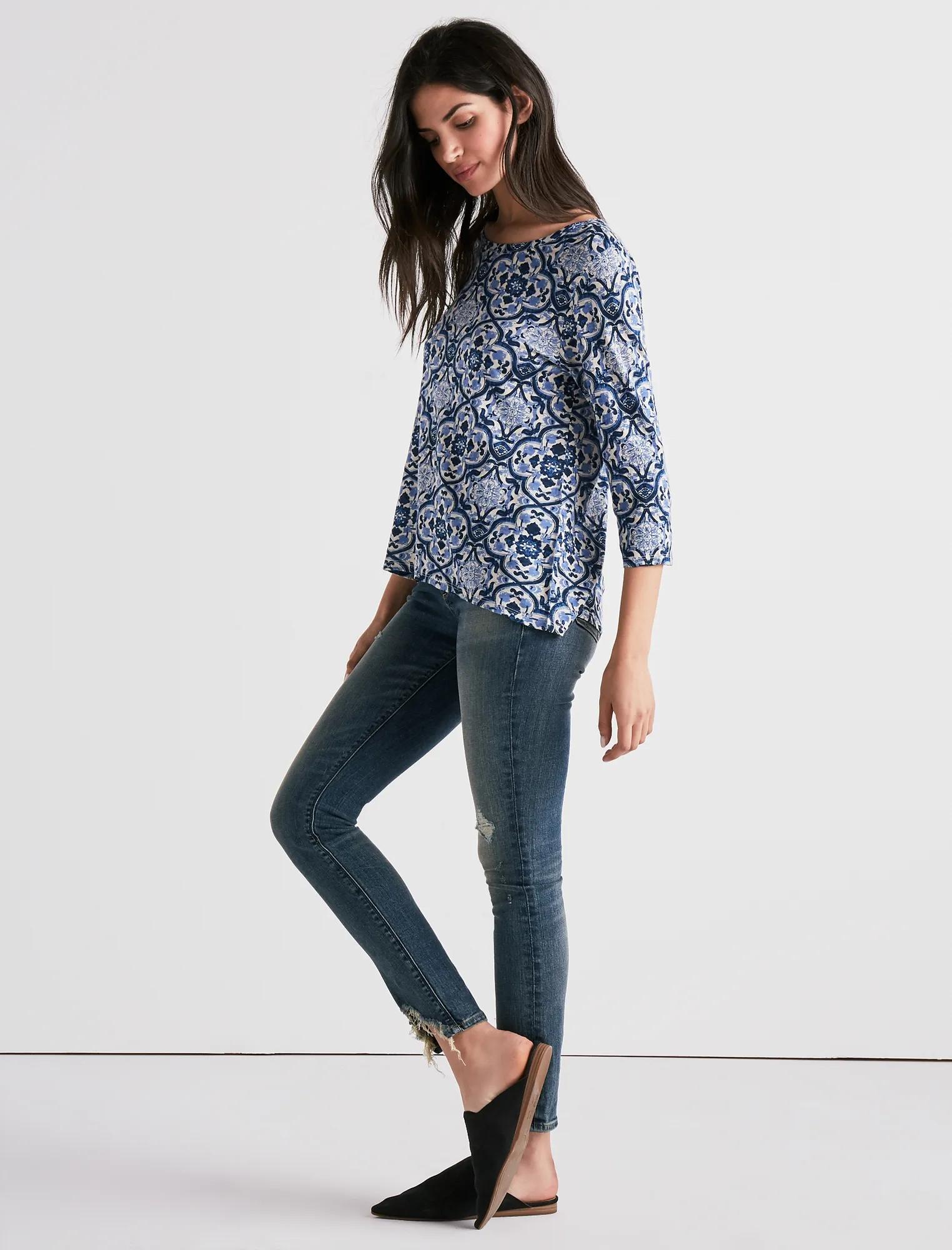 MOSAIC PRINT 3/4 SLEEVE TEE, image 2