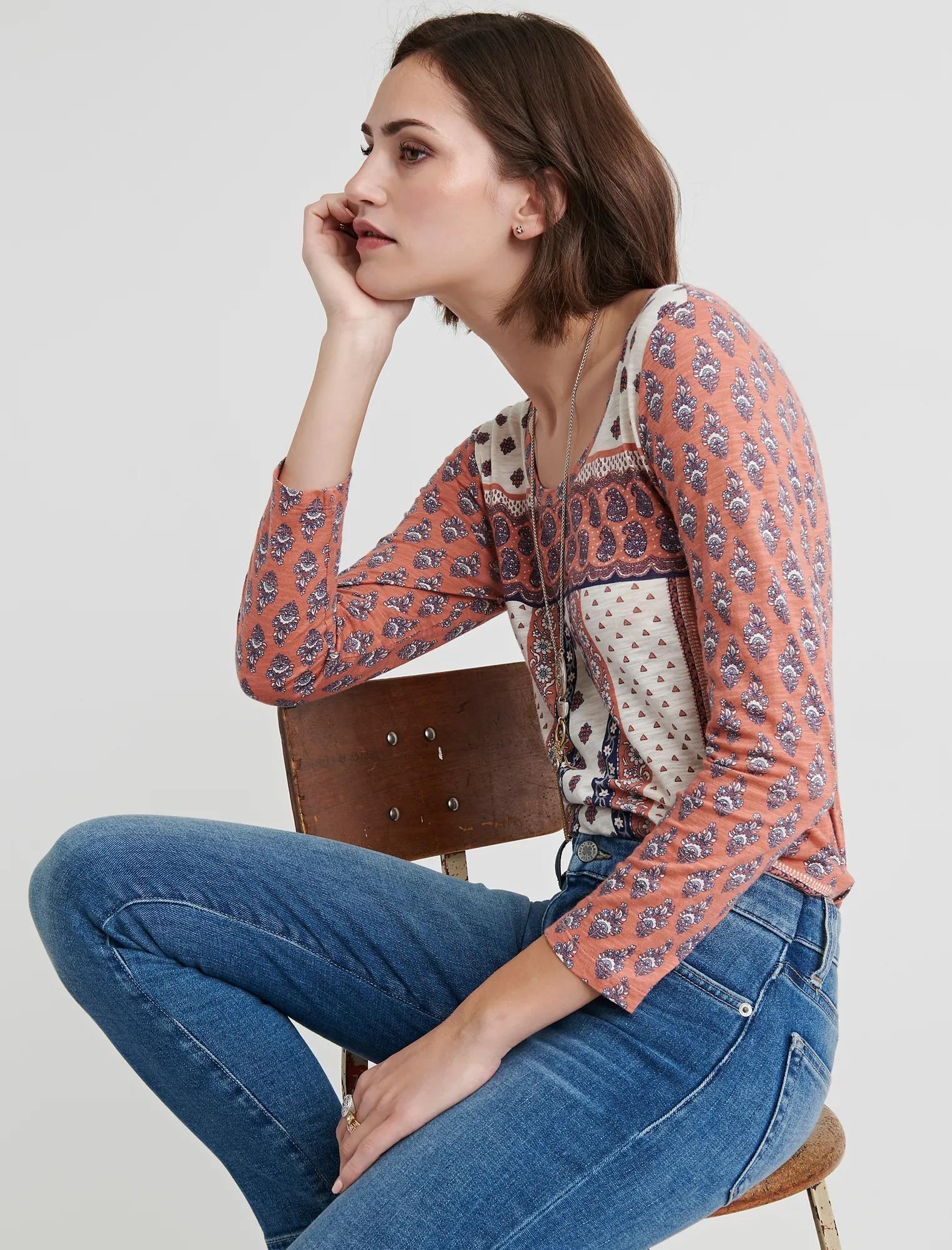 3/4 Sleeve PLACED BORDER TEE, image 2