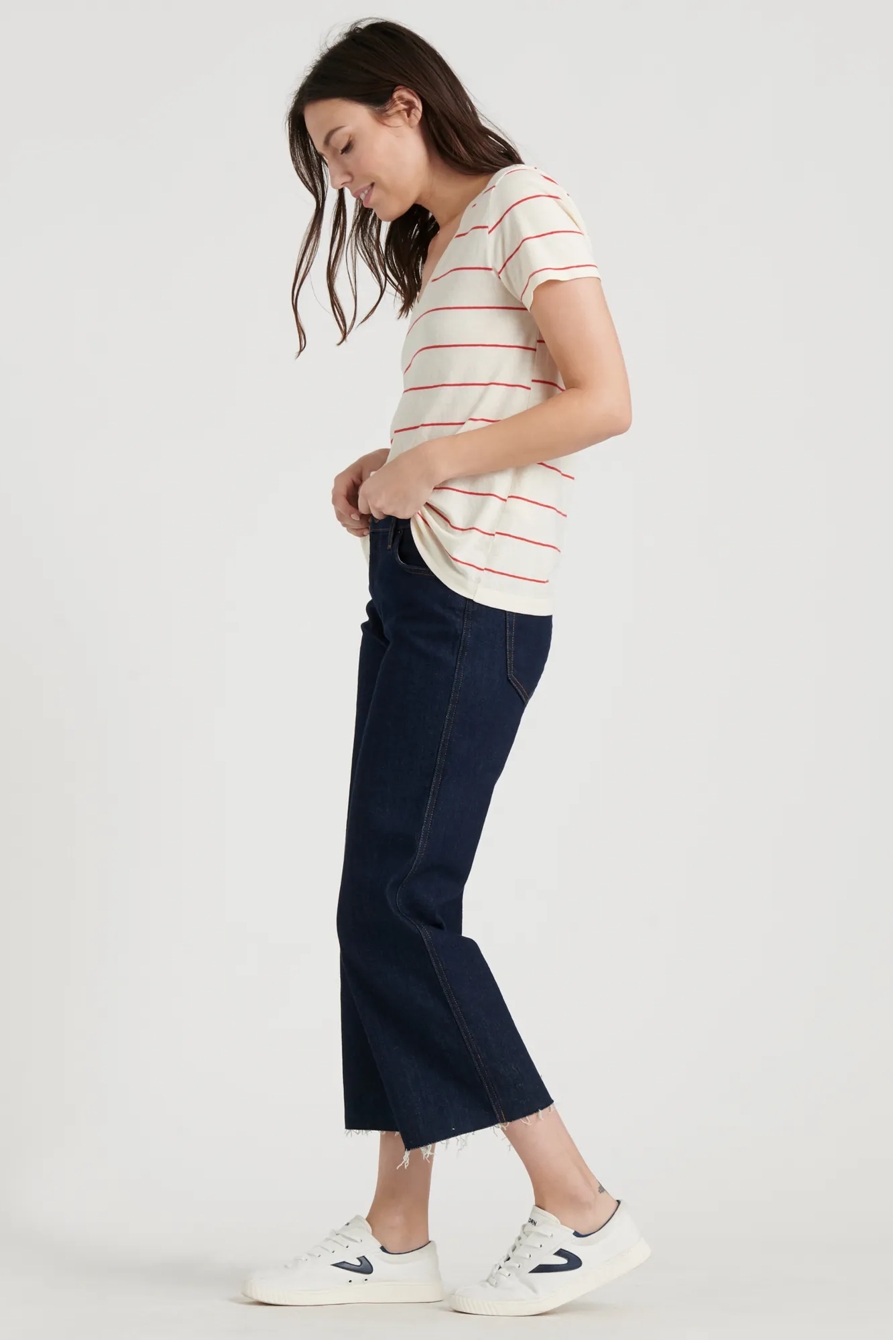 STRIPED ESSENTIAL V-NECK TEE, image 3