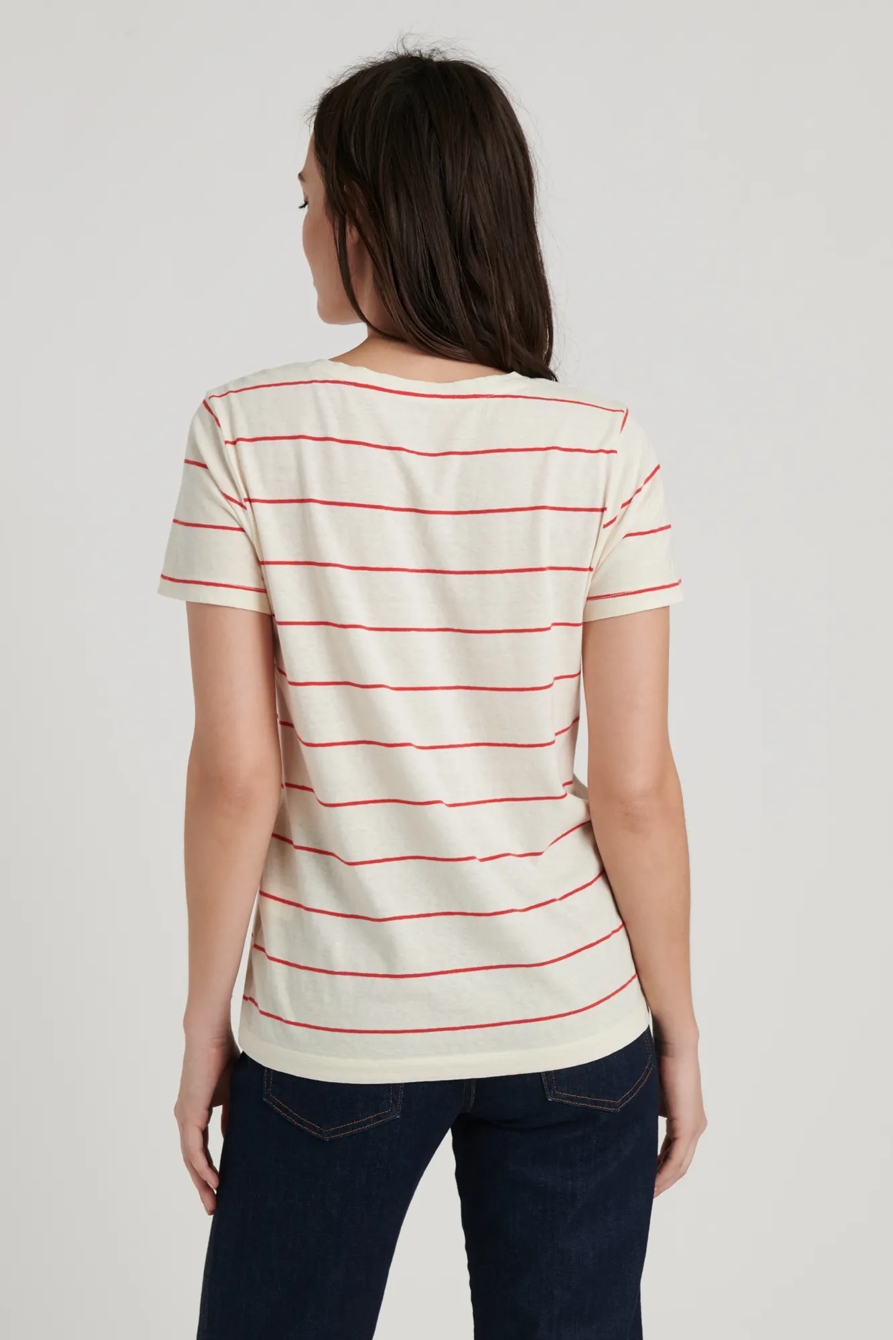 STRIPED ESSENTIAL V-NECK TEE, image 4