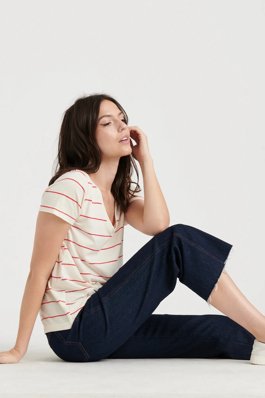 STRIPED ESSENTIAL V-NECK TEE, image 5