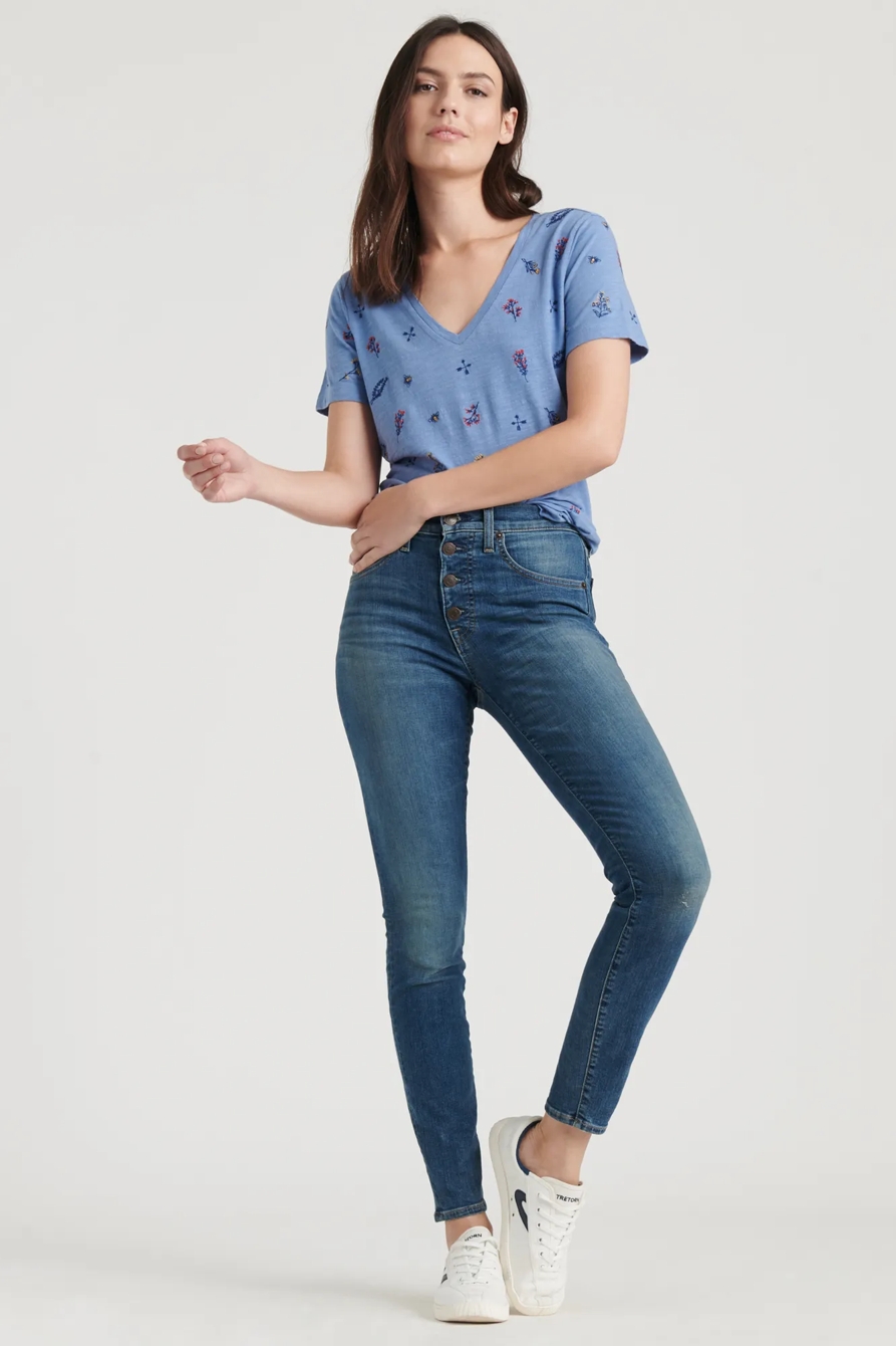 TOSSED FLORAL EMBROIDERED TEE, image 2