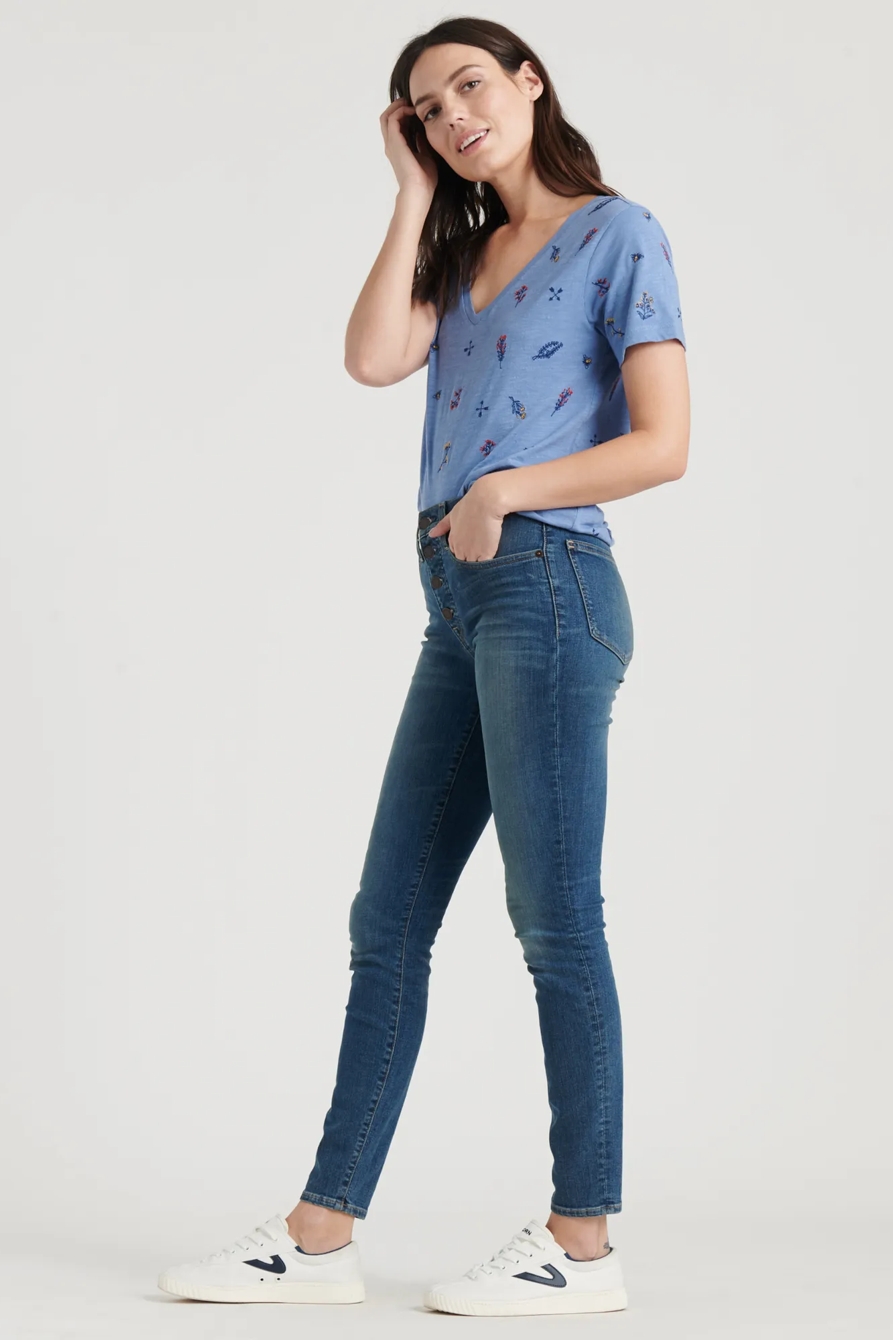 TOSSED FLORAL EMBROIDERED TEE, image 3